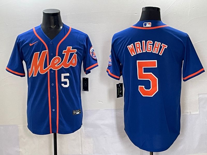 Men 2025 New York Mets #5 Wright Blue Game Nike MLB Jersey style 03->new york mets->MLB Jersey